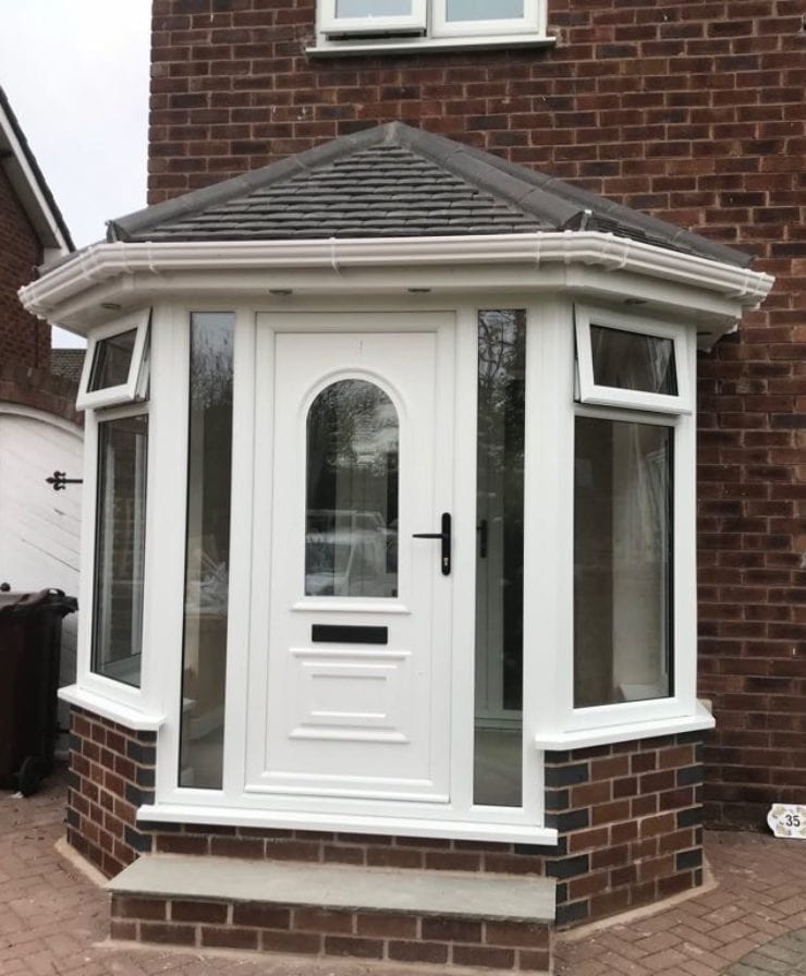 Hexagonal double-glazed porch extension in Liverpool by Allerton Windows.
