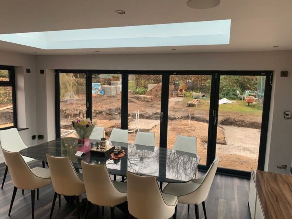 Extended dining area in luxury property refurbishment in liverpool.