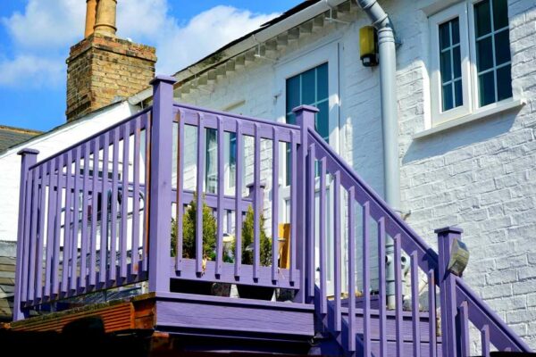 Purple decking on post about front door ideas in 2023.