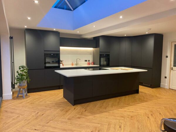 Zoned Lighting for Penrose Gardens kitchen conservatory extension by Allerton Windows.