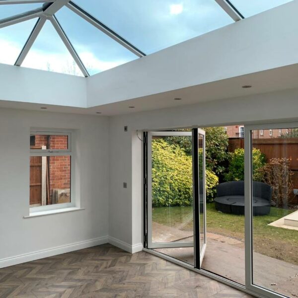 Orangery extension with bifold doors in Liverpool by Allerton Windows.