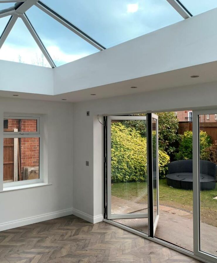 Orangery extension with bifold doors in Liverpool by Allerton Windows.