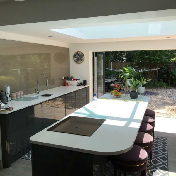 Kitchen extension with bifold doors in Liverpool.