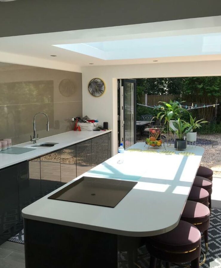 Kitchen extension with bifold doors in Liverpool.